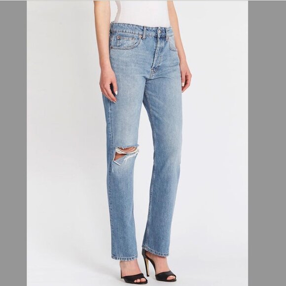 IRO Ladyla High Rise Boyfriend Jean Light Wash Fly Button Distress Sz 28 Revolve - Picture 3 of 14